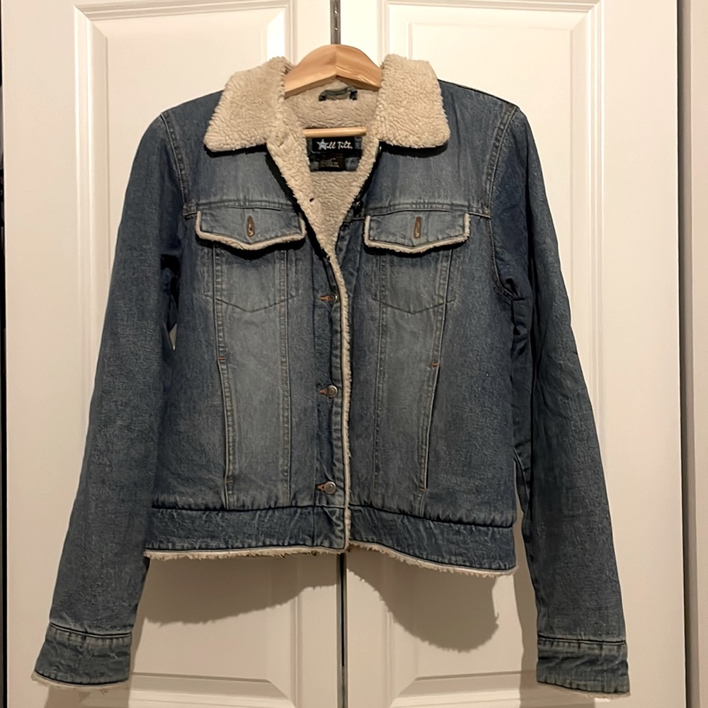 Faux-shearling lined denim jacket